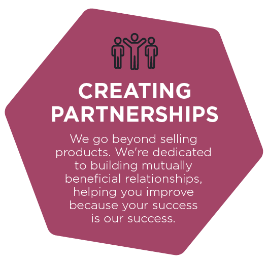 Creating Partnerships - We go beyond selling products. We're dedicated to building mutually beneficial relationships, helping you improve because your success is our success.